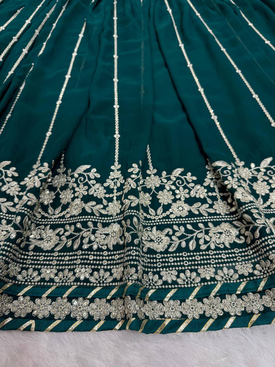 Rama Stunning Faux Georgette Embroidered Lehenga Set