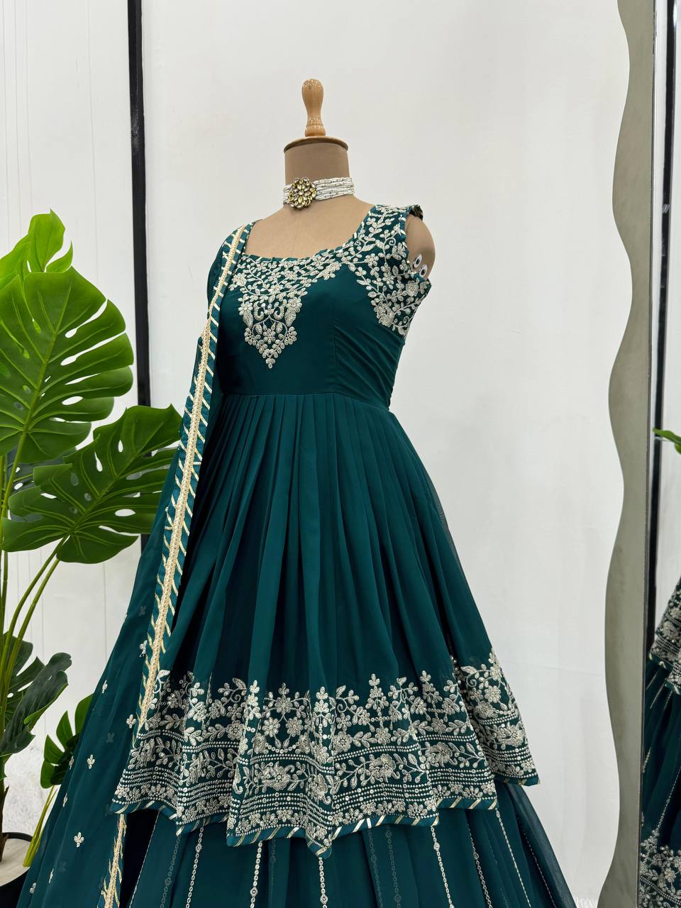 Rama Stunning Faux Georgette Embroidered Lehenga Set