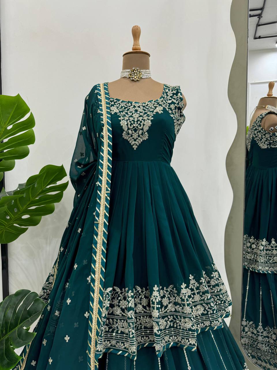 Rama Stunning Faux Georgette Embroidered Lehenga Set