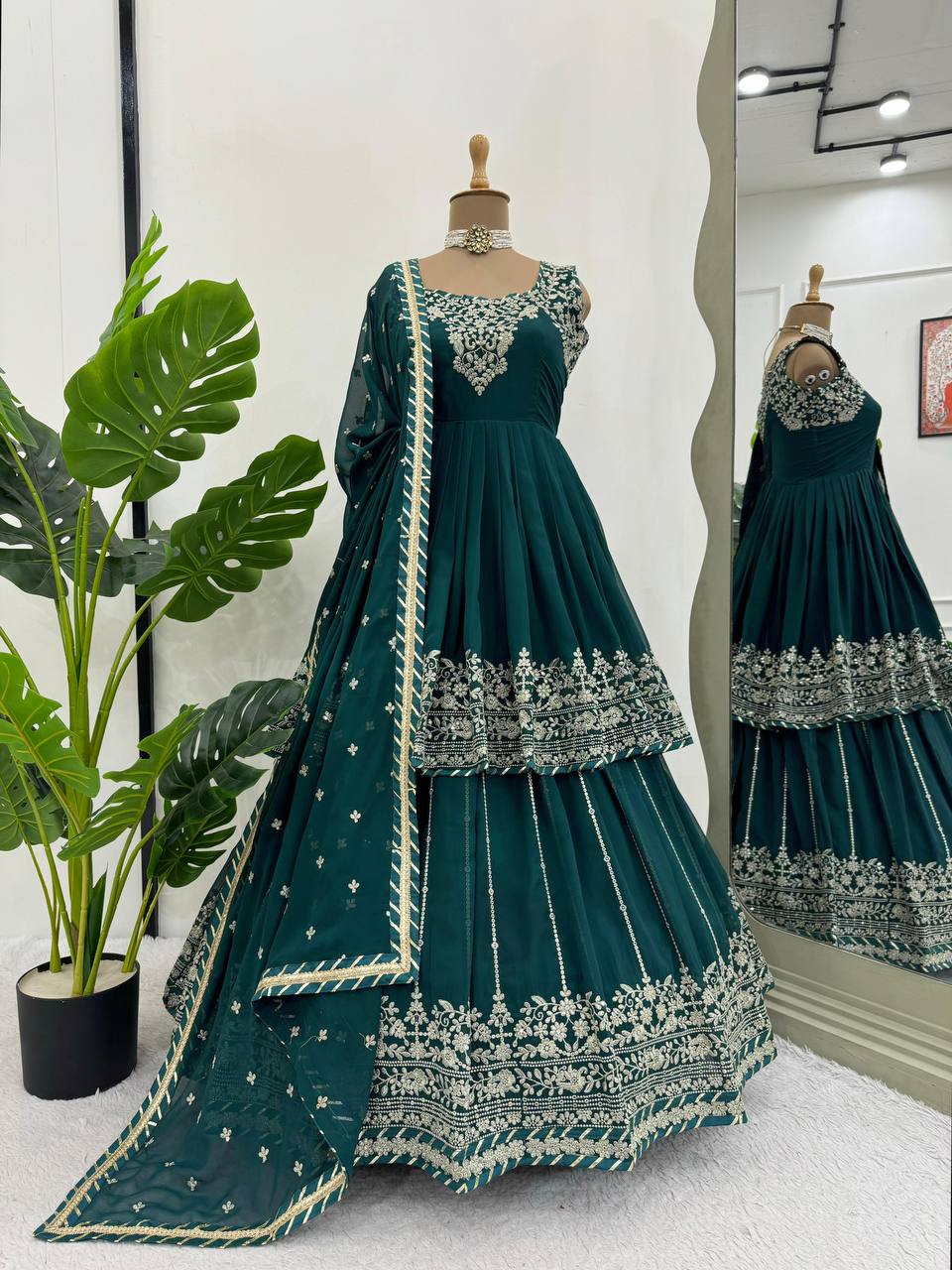 Rama Stunning Faux Georgette Embroidered Lehenga Set