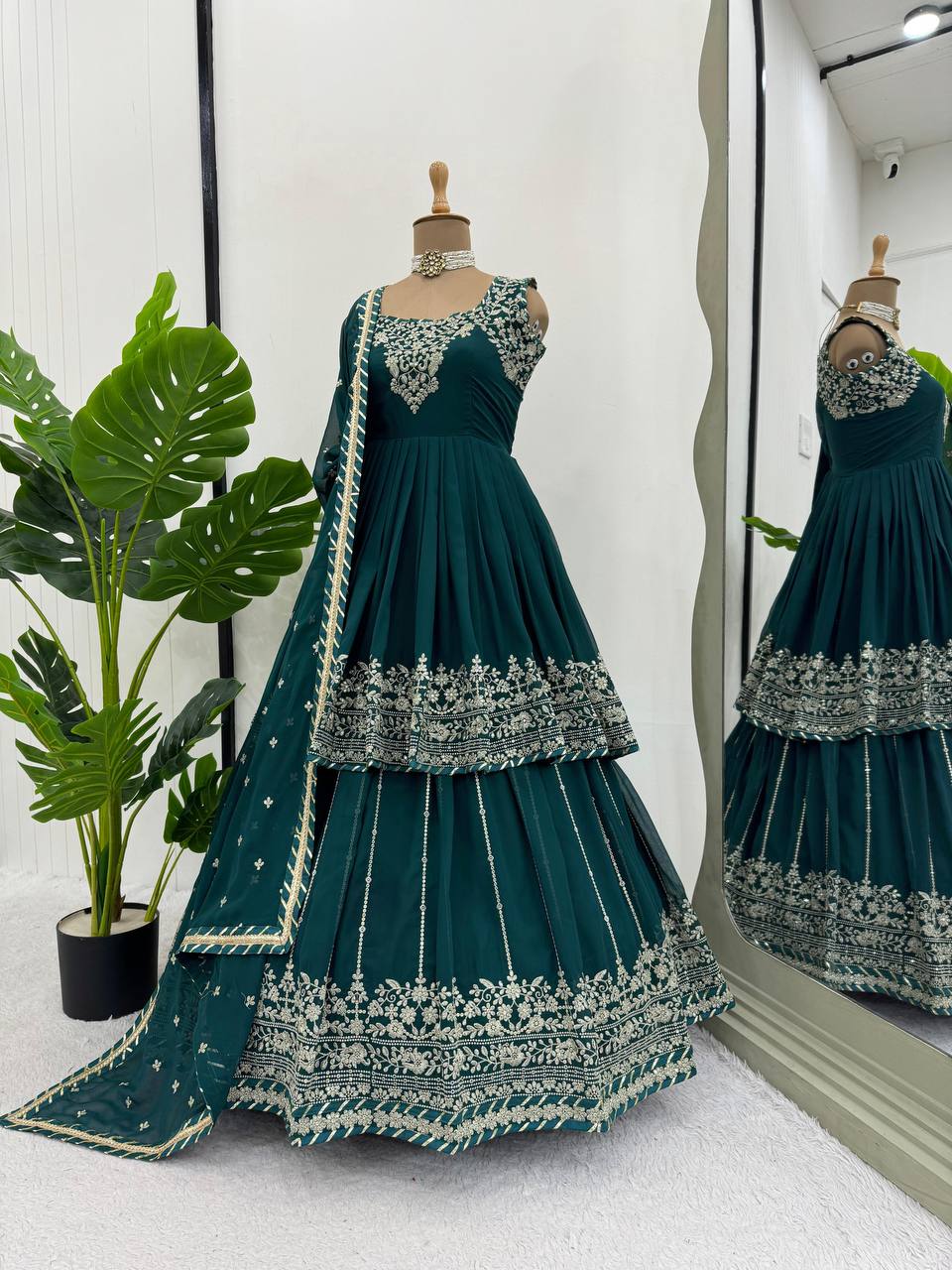 Rama Stunning Faux Georgette Embroidered Lehenga Set