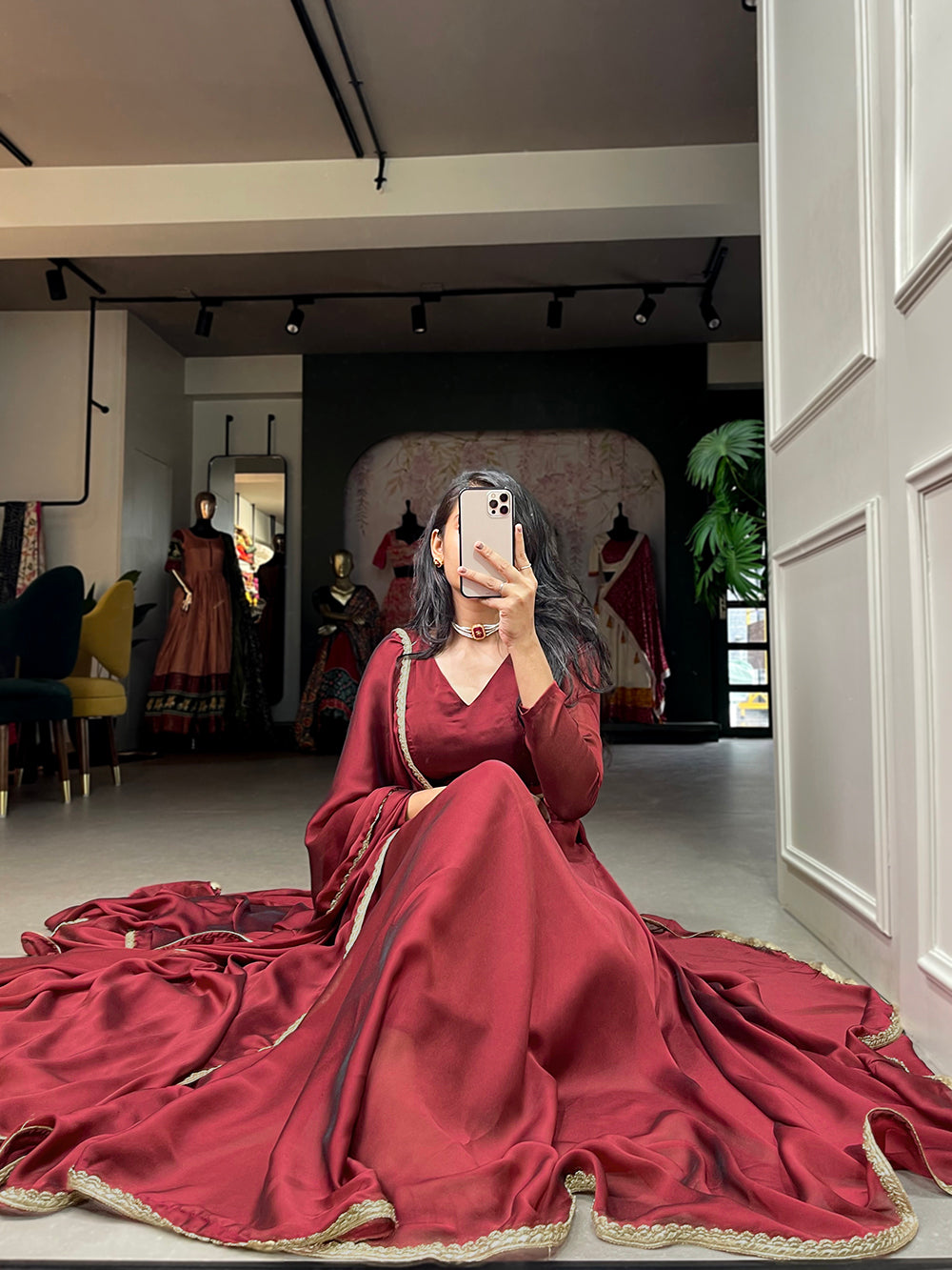 Maroon Color Plain With Lace Border Rangoli Silk Chaniya Choli