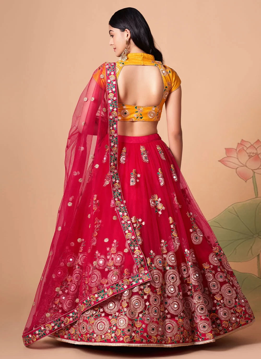 Rani elegant net lehenga with intricate thread and sequins embroidery