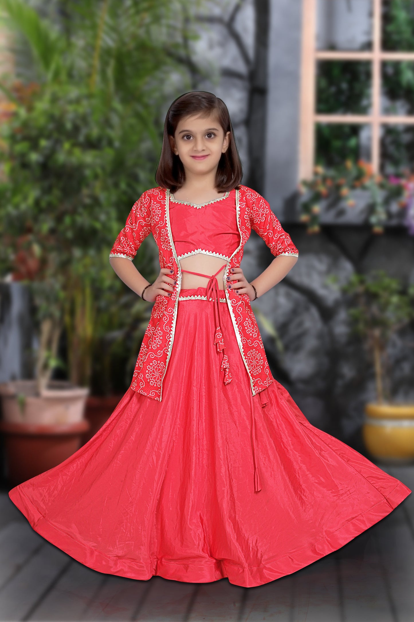 Rani Pink Patola Lehenga Choli Set with Sequin Work