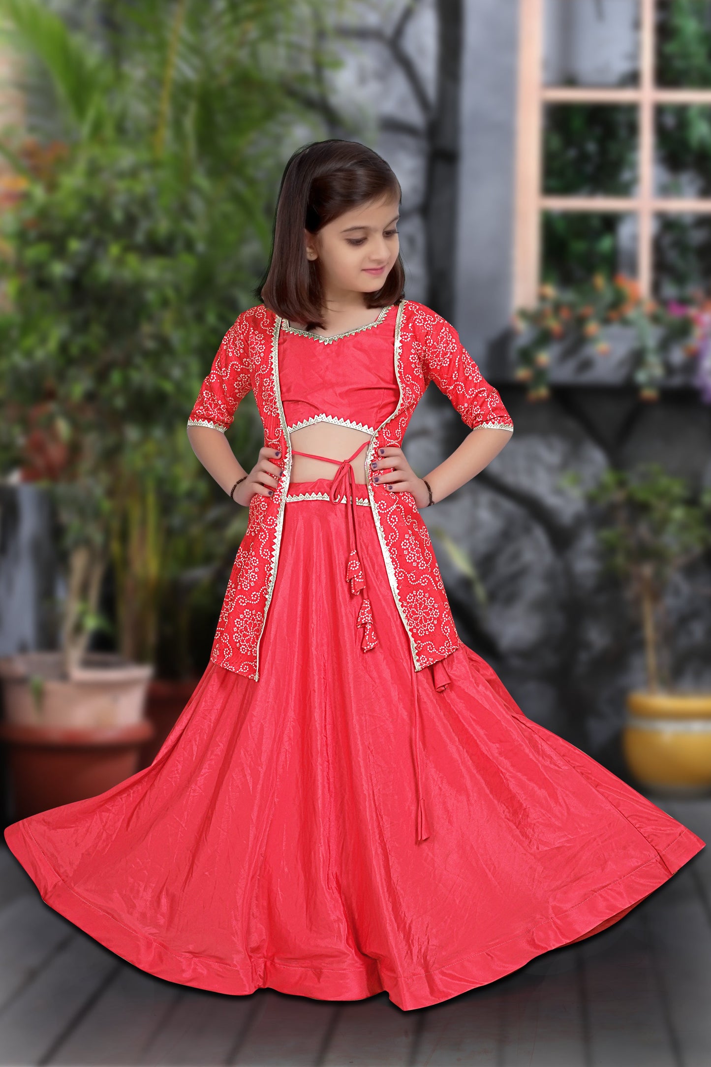 Rani Pink Patola Lehenga Choli Set with Sequin Work