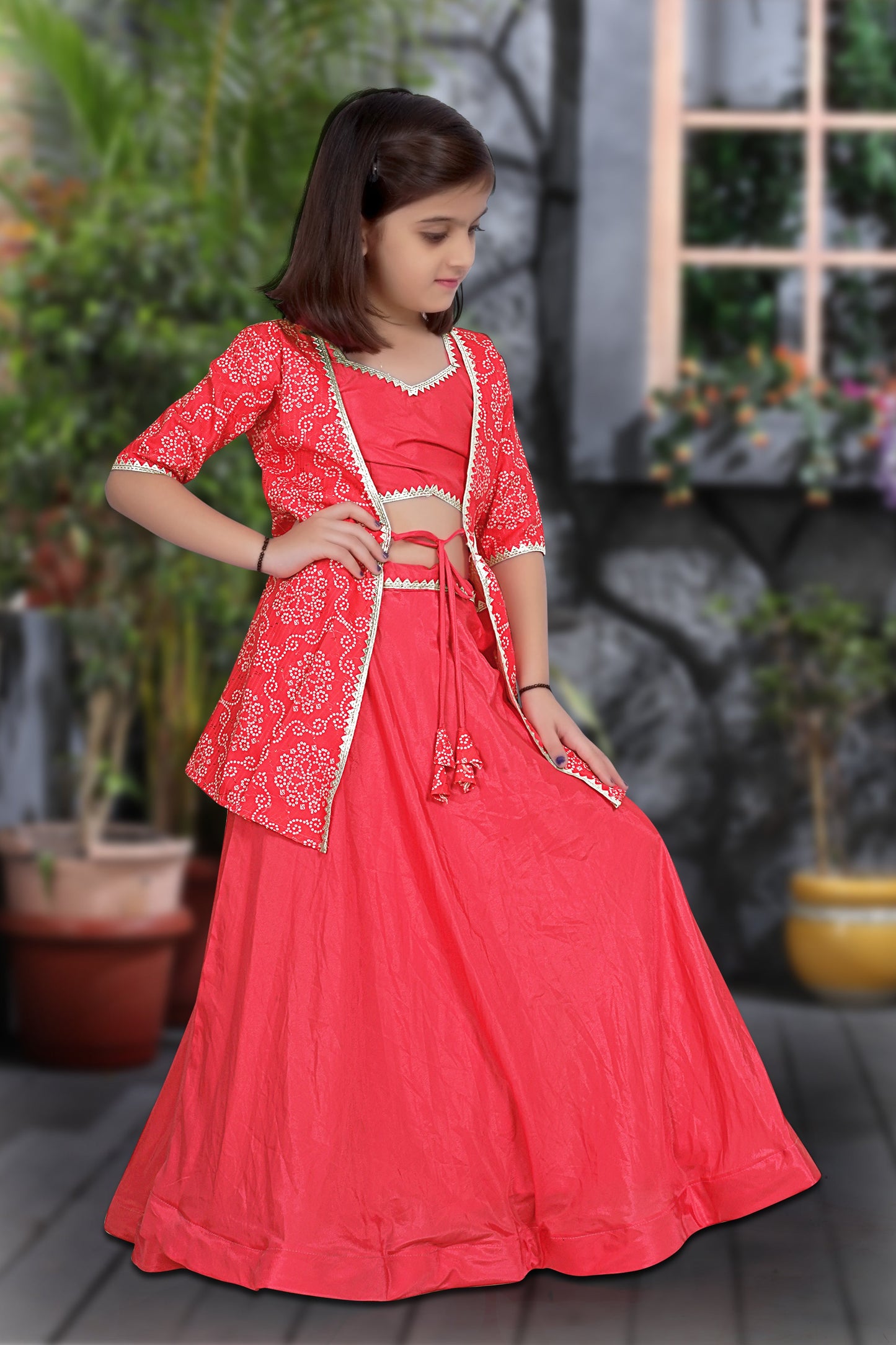 Rani Pink Patola Lehenga Choli Set with Sequin Work