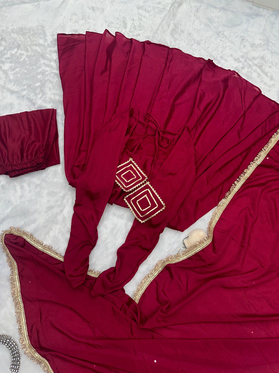 Rani Pink Exclusive Chinnon Silk Anarkali Set