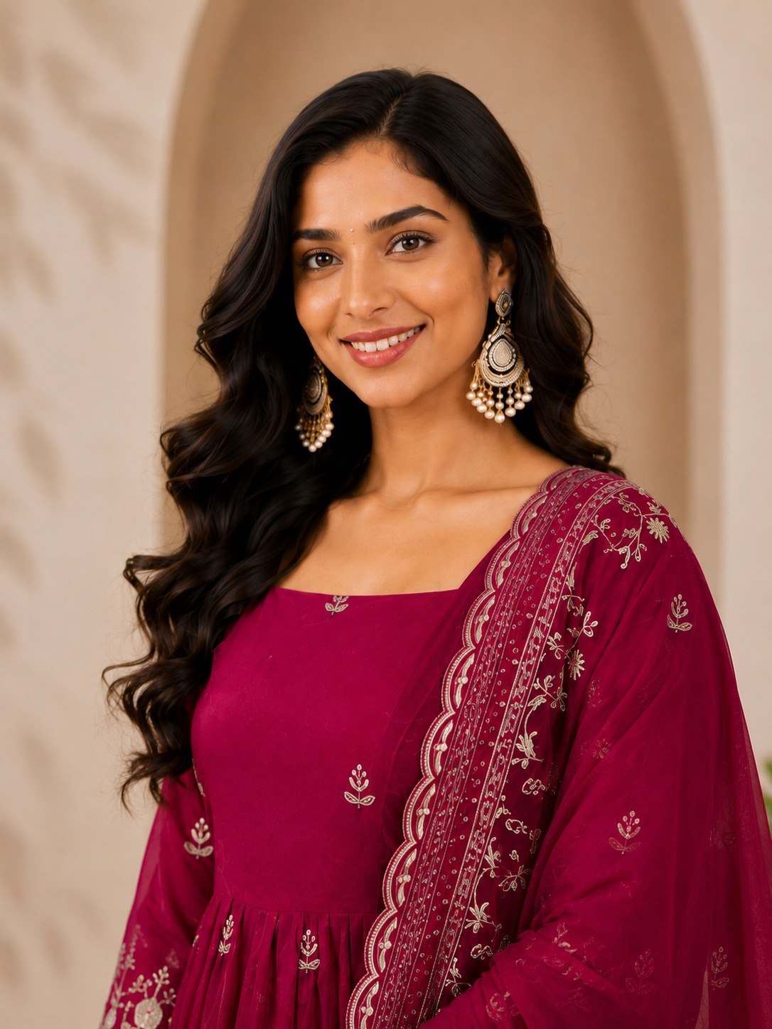 Rani Pink Satin Anarkali Gown