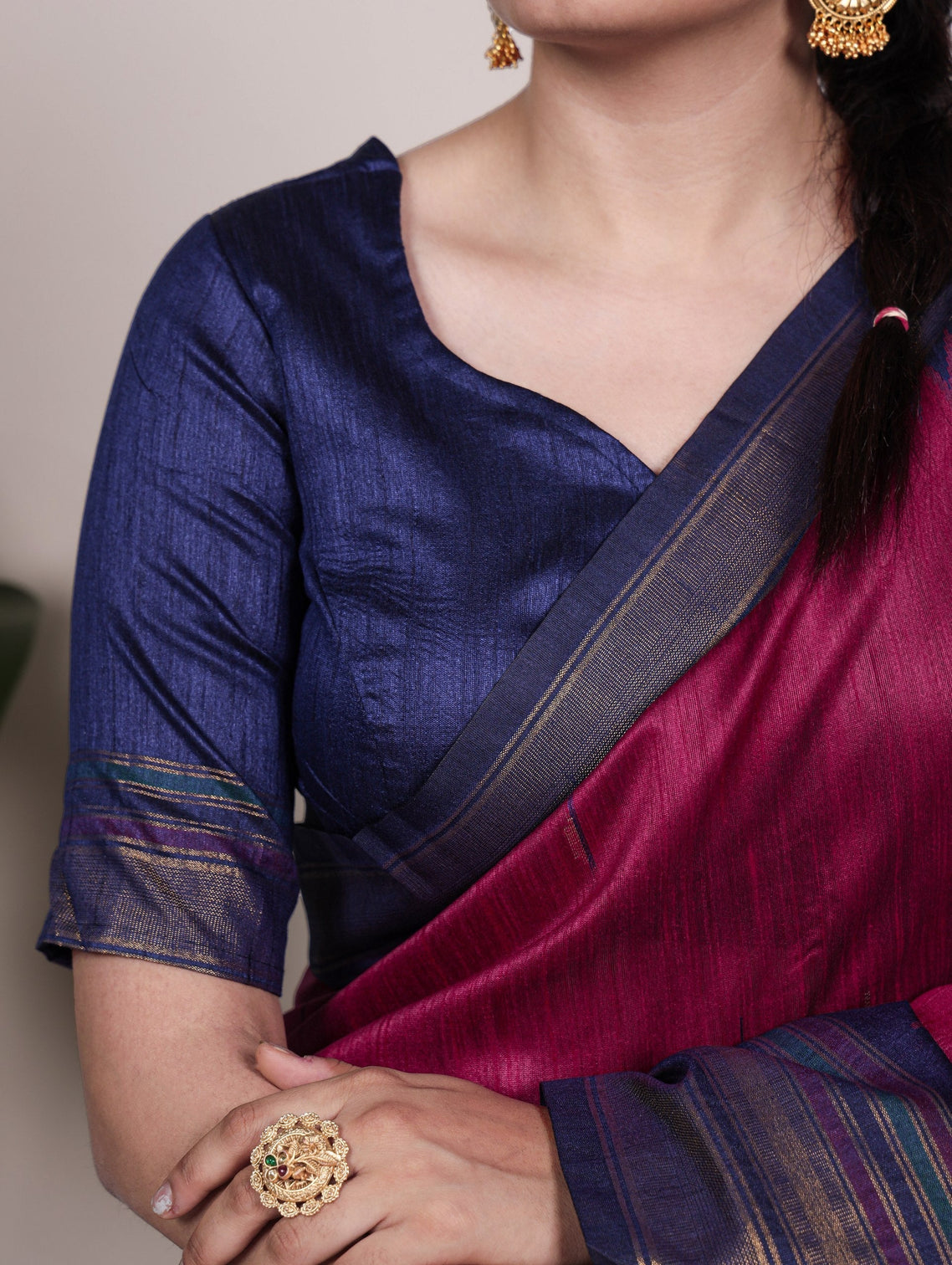 Rani Pink Silk Zari Weaving Saree