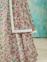 Ravishing Grey Digital Print Organza Lehenga Choli With Dupatta