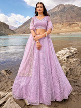 Ravishing Lavender Sequins Net Engagement Wear Lehenga Choli