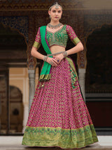 Ravishing Purple Bandhani Print Silk Wedding Wear Lehenga Choli