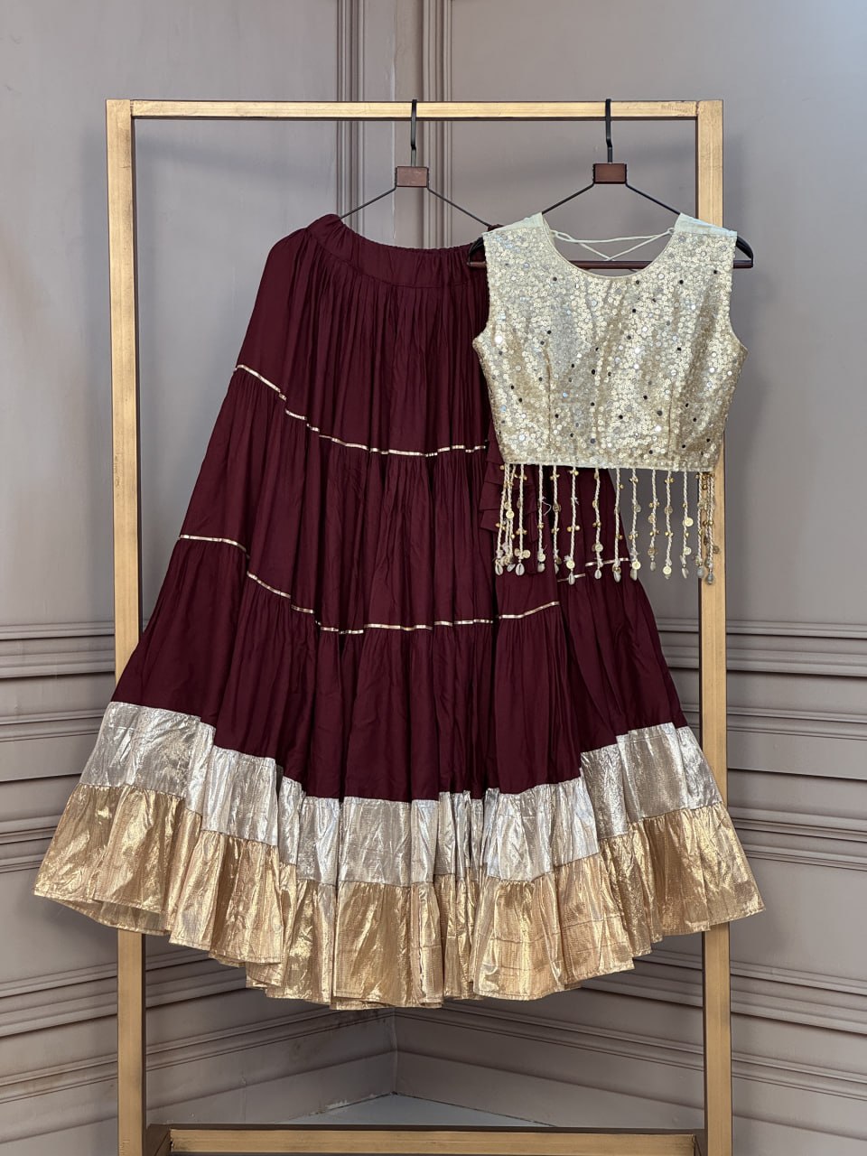 Rayon Flair Lehenga with Mirror Work Blouse
