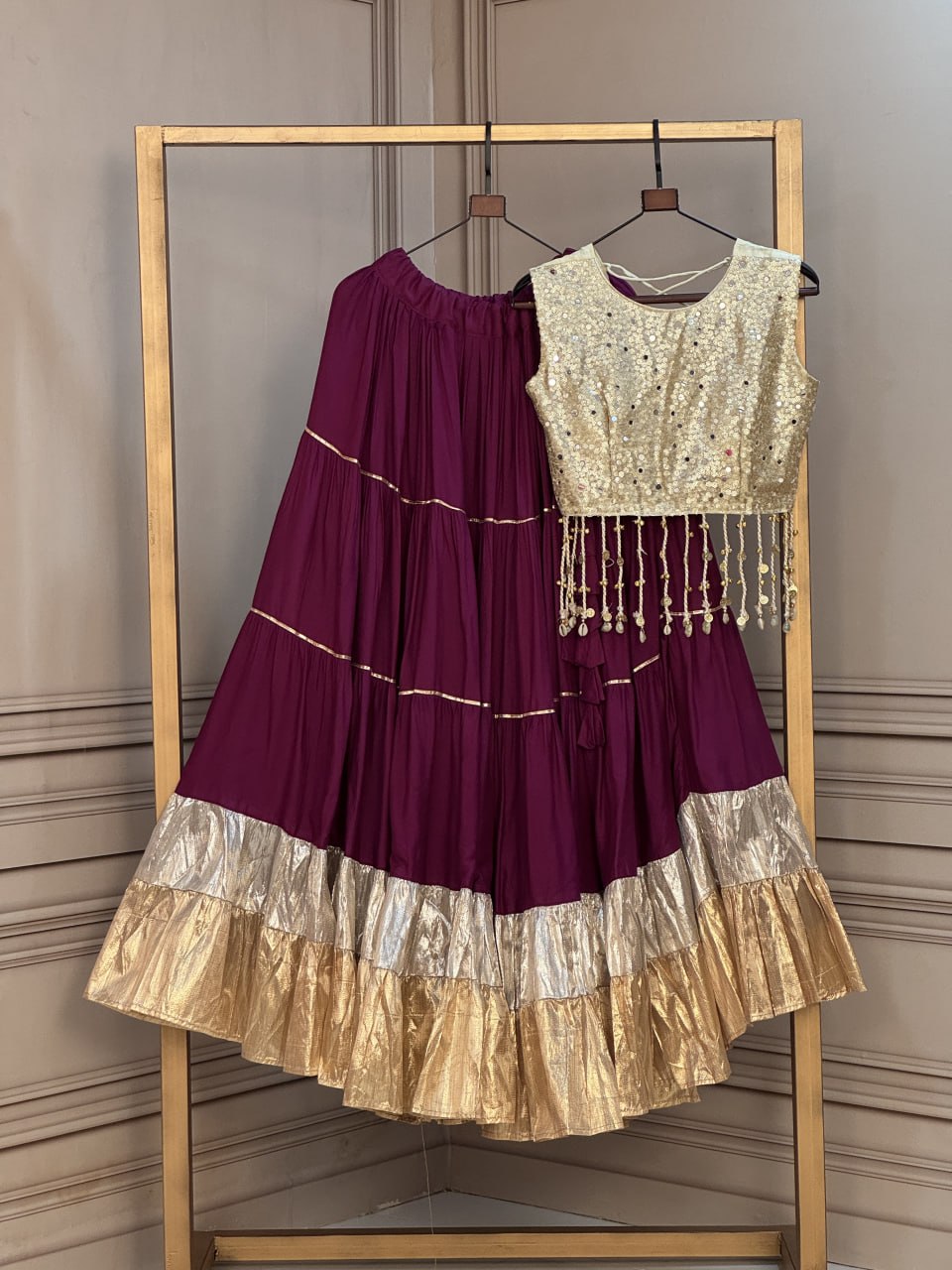 Rayon Flair Lehenga with Mirror Work Blouse