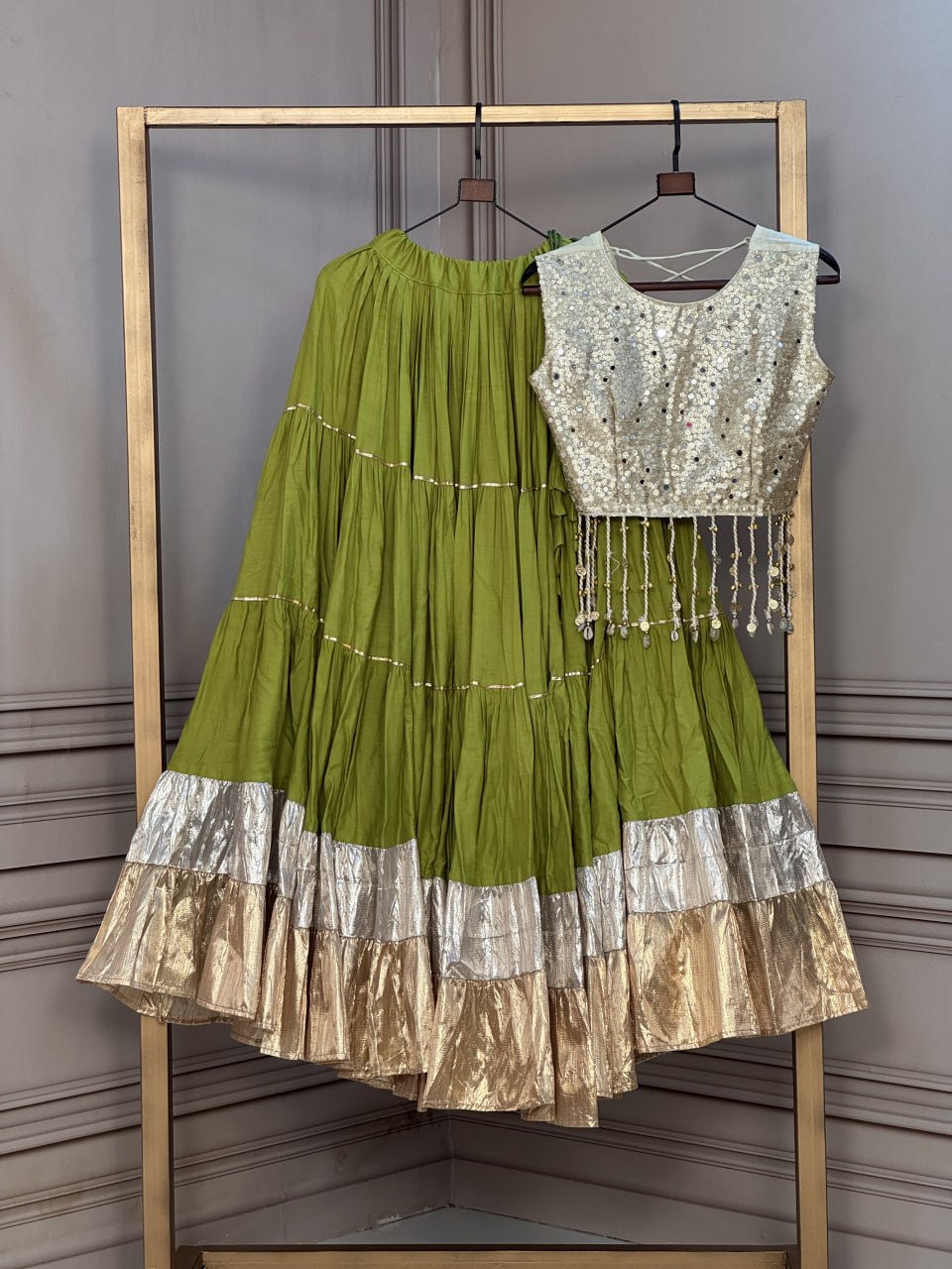 Rayon Flair Lehenga with Mirror Work Blouse