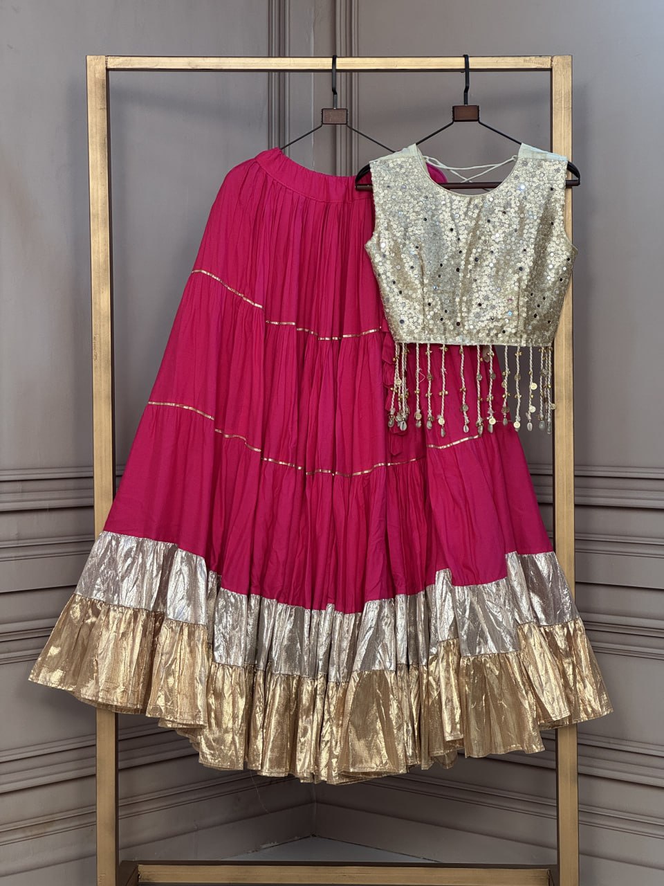 Rayon Flair Lehenga with Mirror Work Blouse