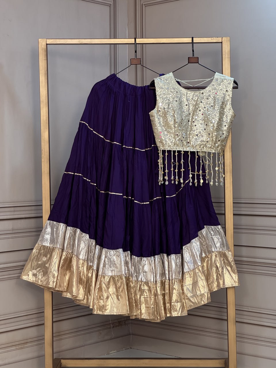 Rayon Flair Lehenga with Mirror Work Blouse
