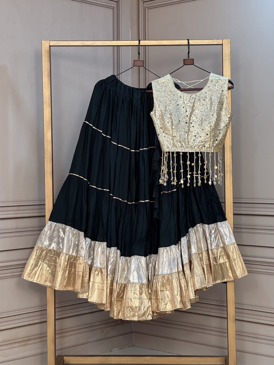 Rayon Flair Lehenga with Mirror Work Blouse