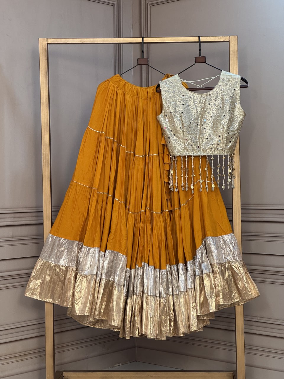 Rayon Flair Lehenga with Mirror Work Blouse