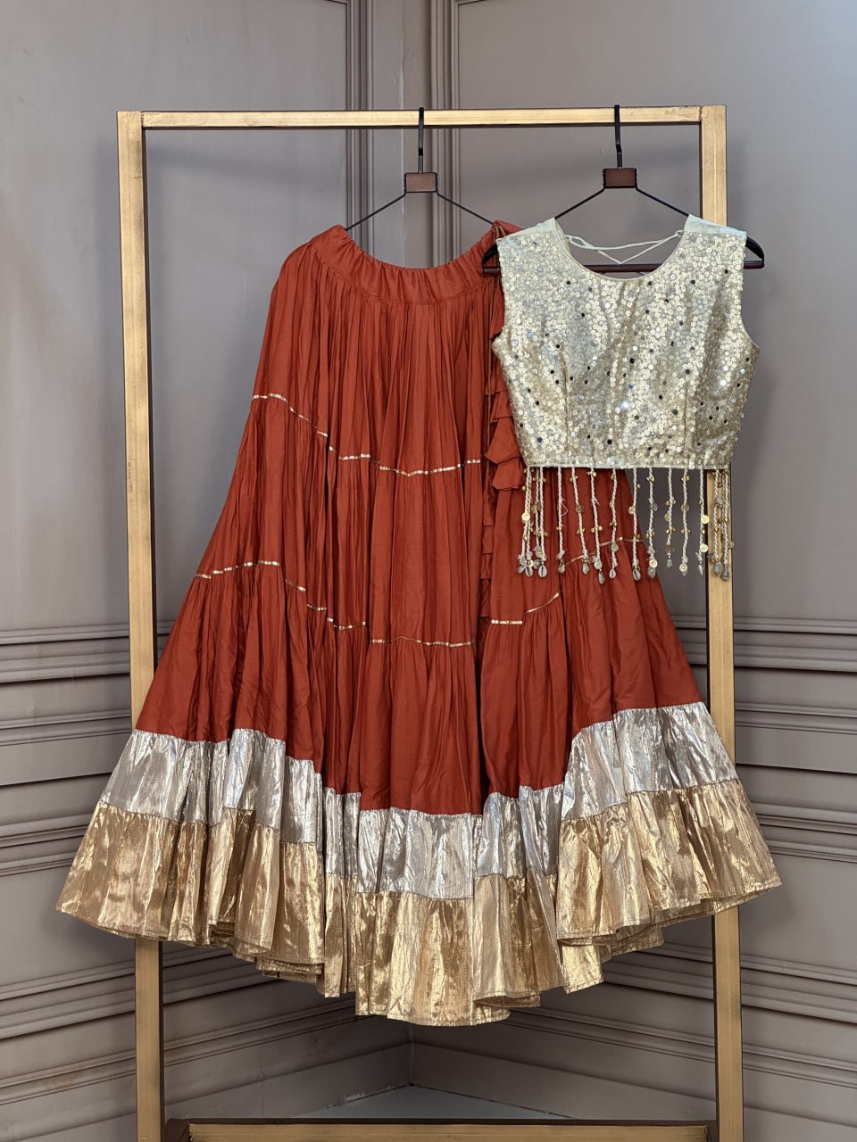 Rayon Flair Lehenga with Mirror Work Blouse
