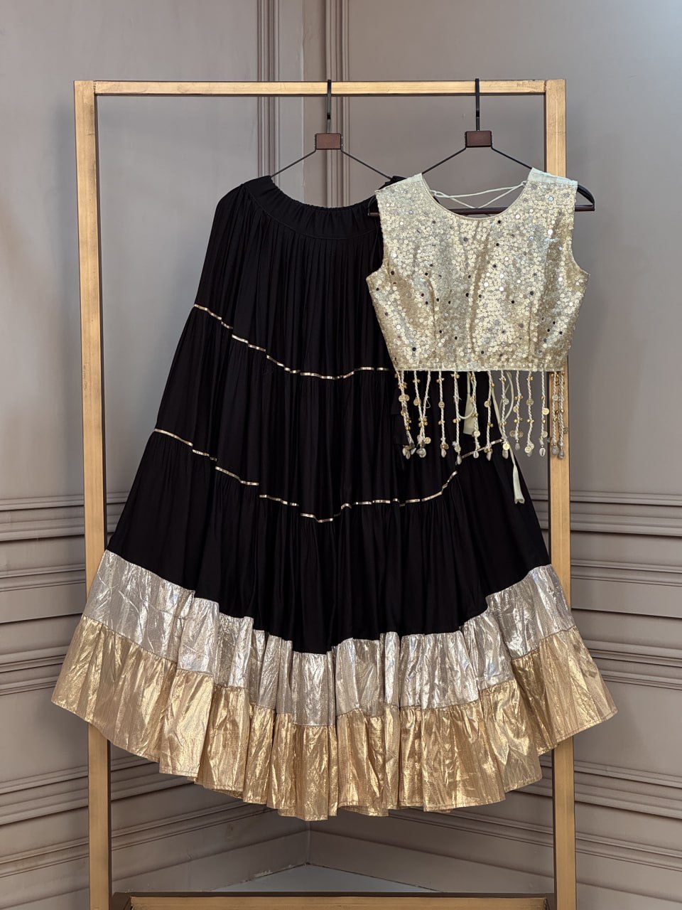 Rayon Flair Lehenga with Mirror Work Blouse