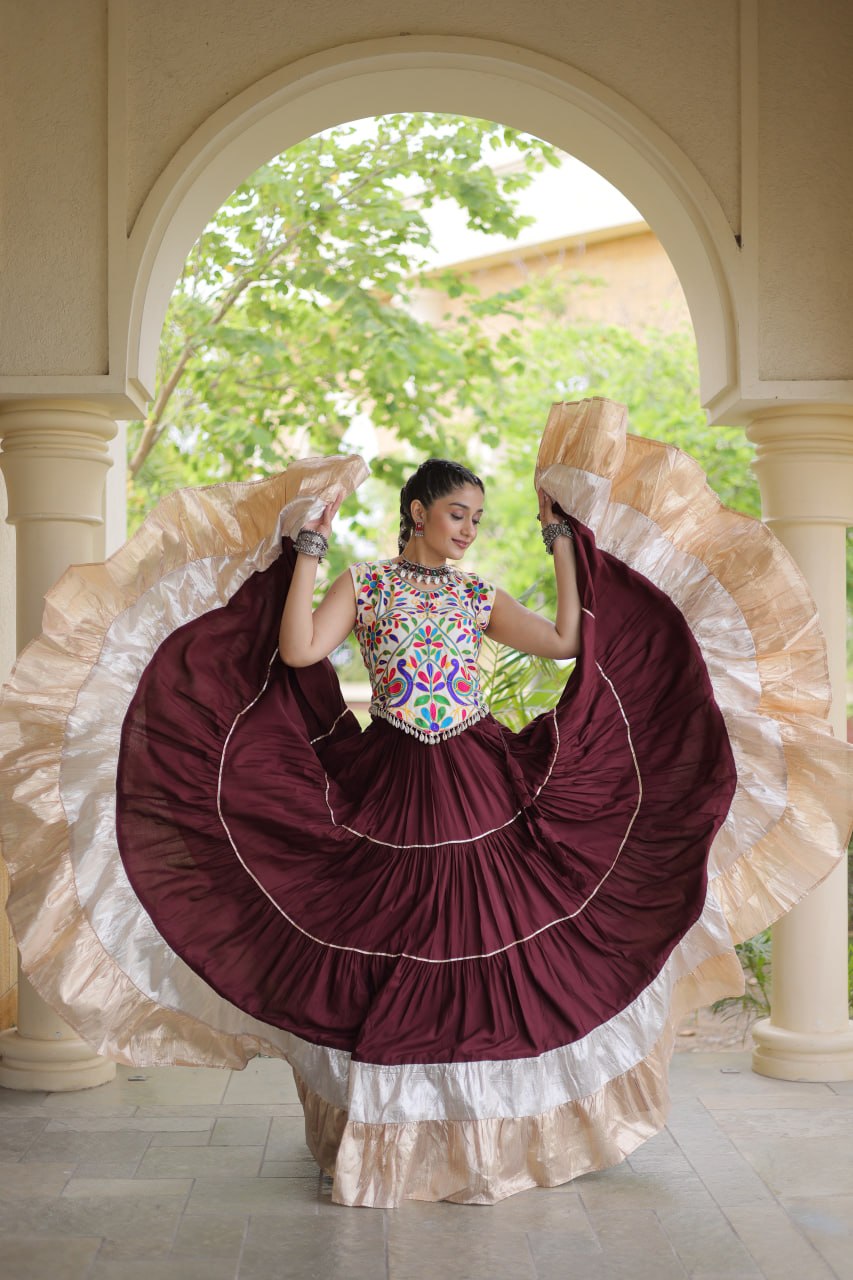 Rayon Kutchi Work Lehenga Choli