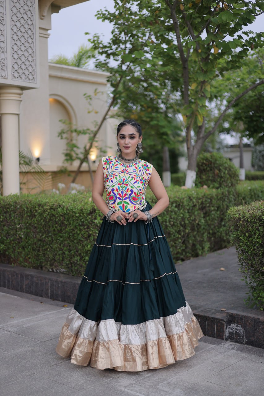 Rayon Kutchi Work Lehenga Choli