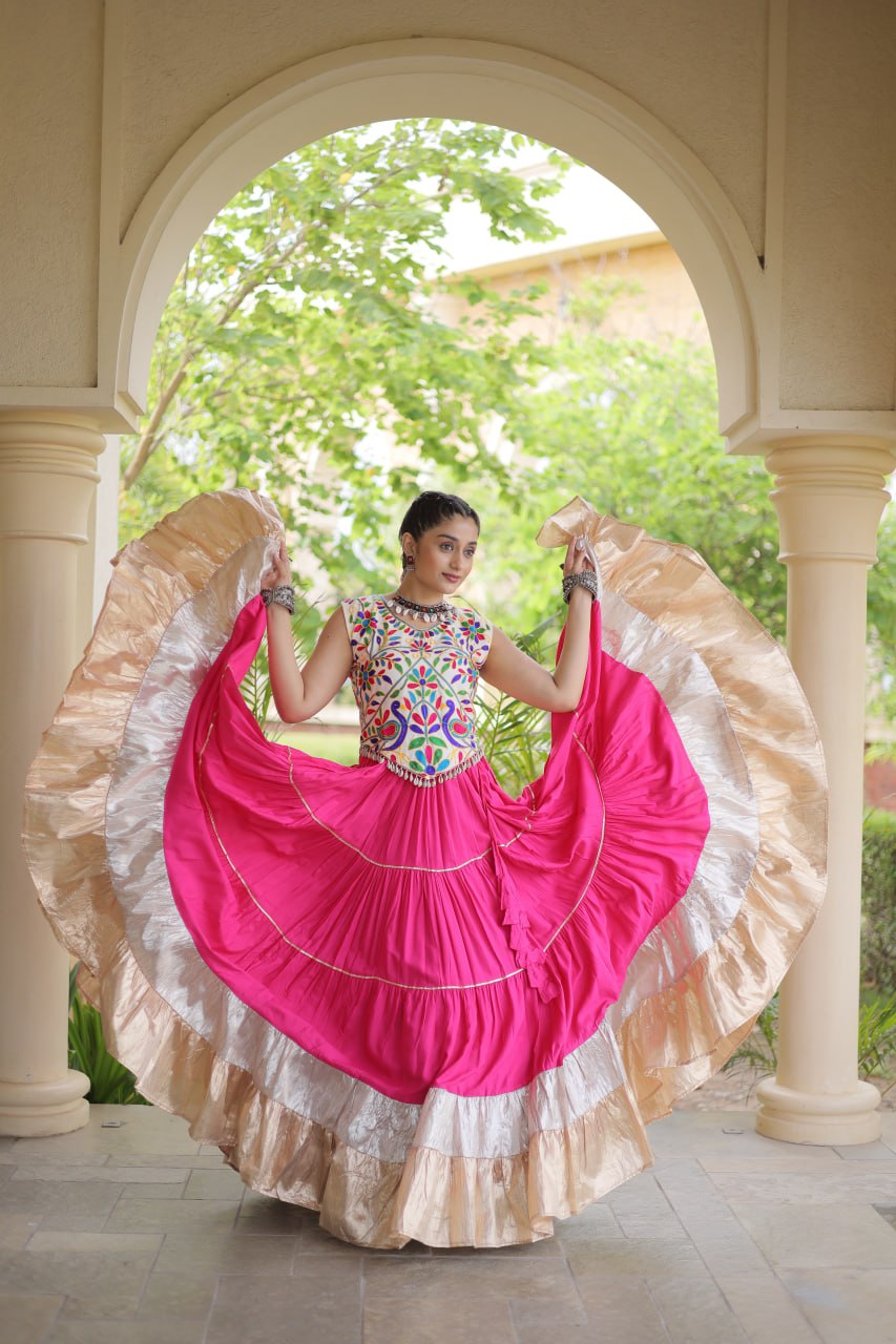 Rayon Kutchi Work Lehenga Choli