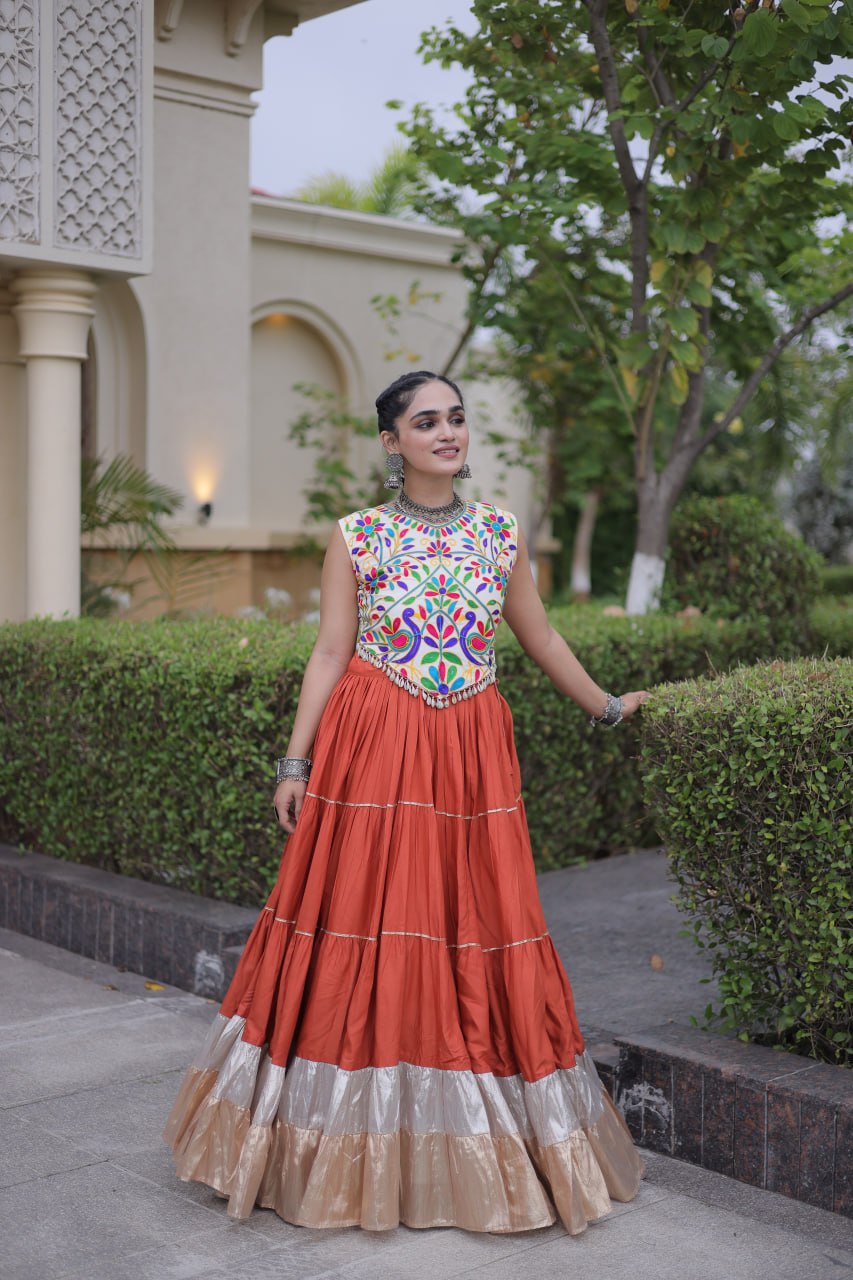 Rayon Kutchi Work Lehenga Choli