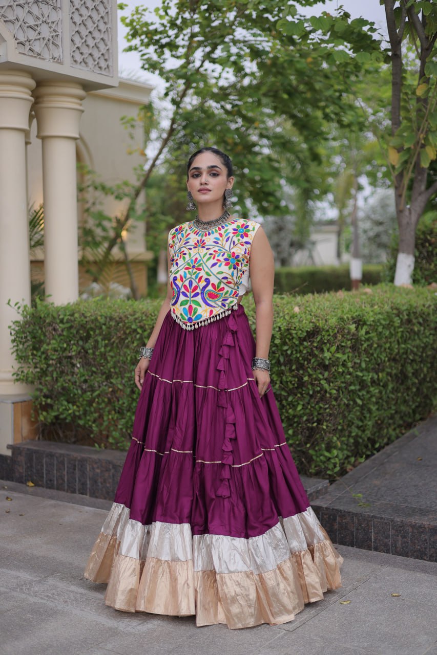 Rayon Kutchi Work Lehenga Choli
