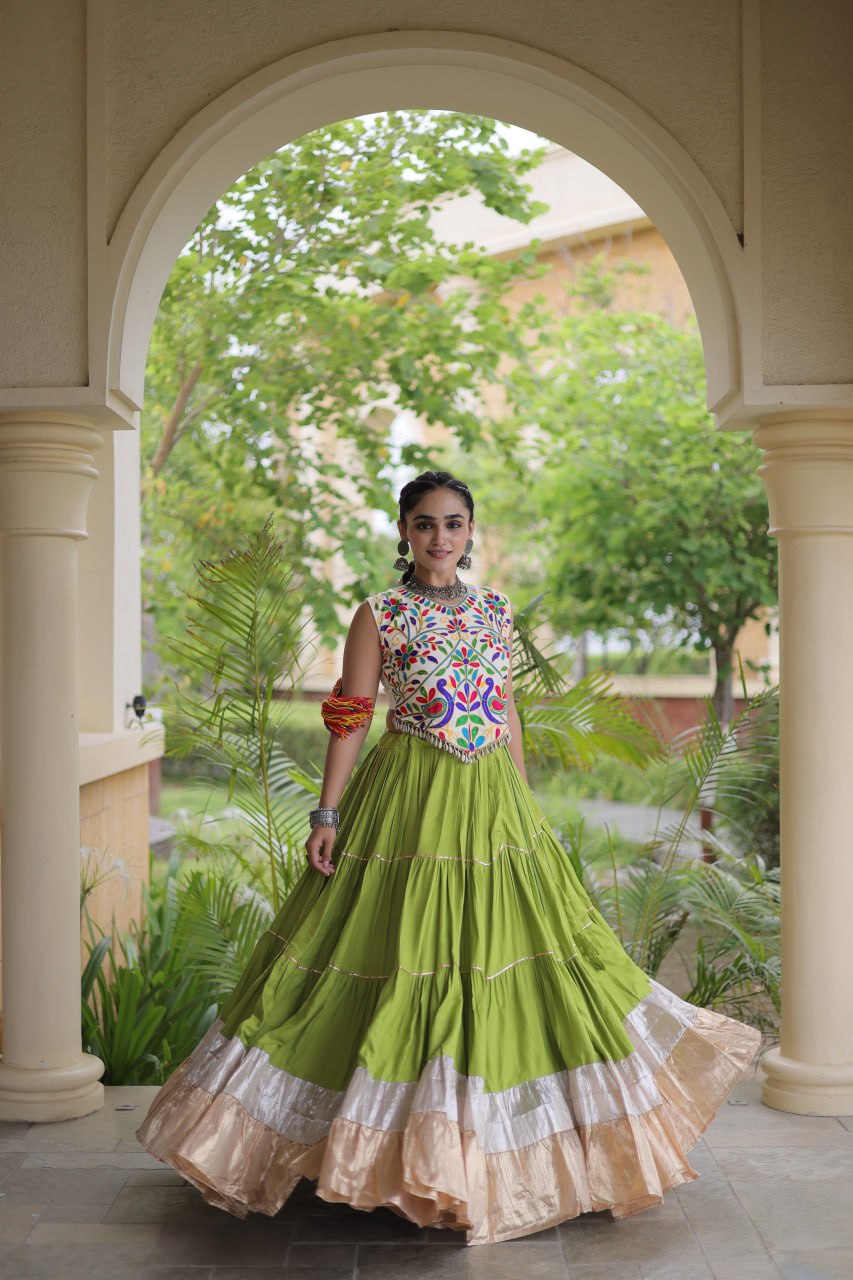 Rayon Kutchi Work Lehenga Choli