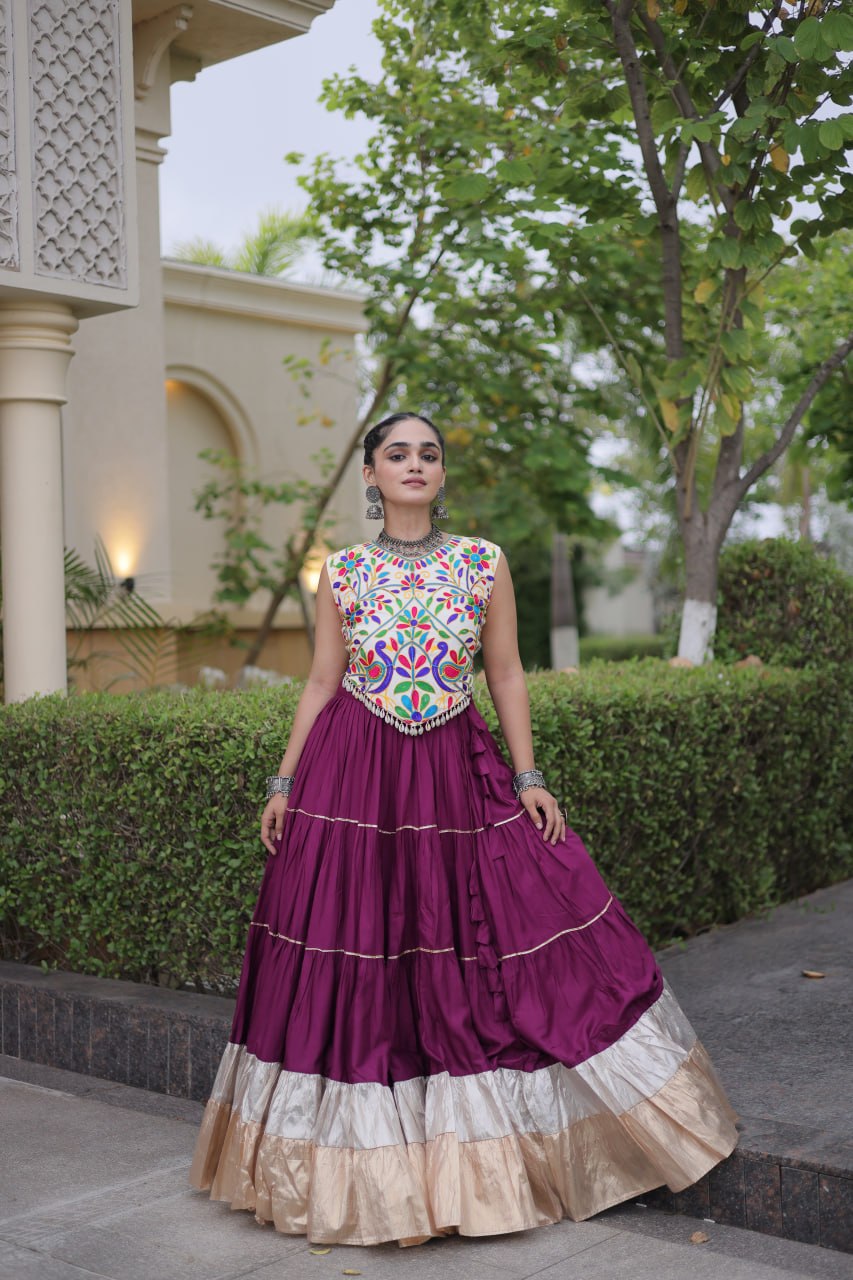 Rayon Kutchi Work Lehenga Choli