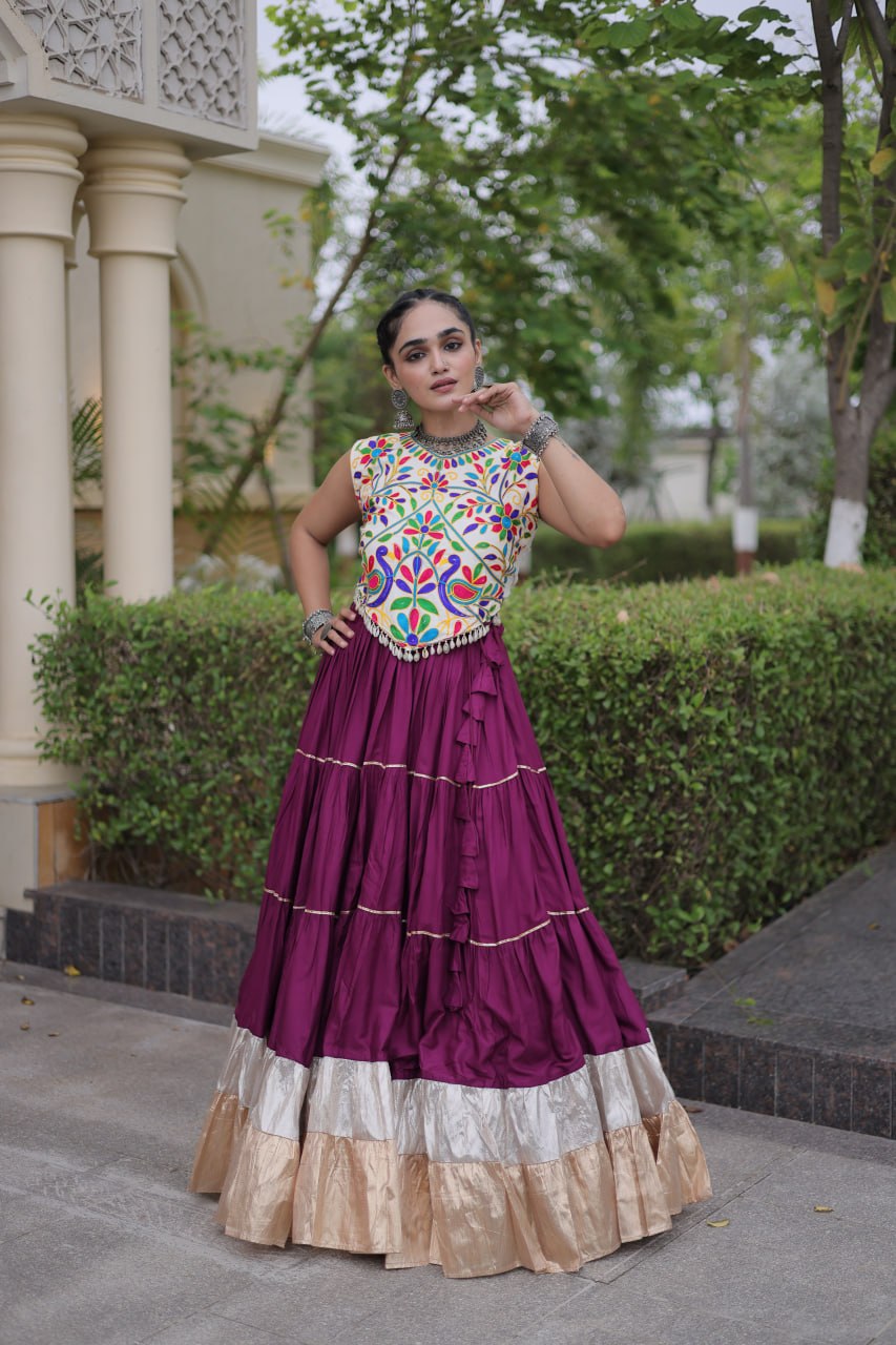 Rayon Kutchi Work Lehenga Choli