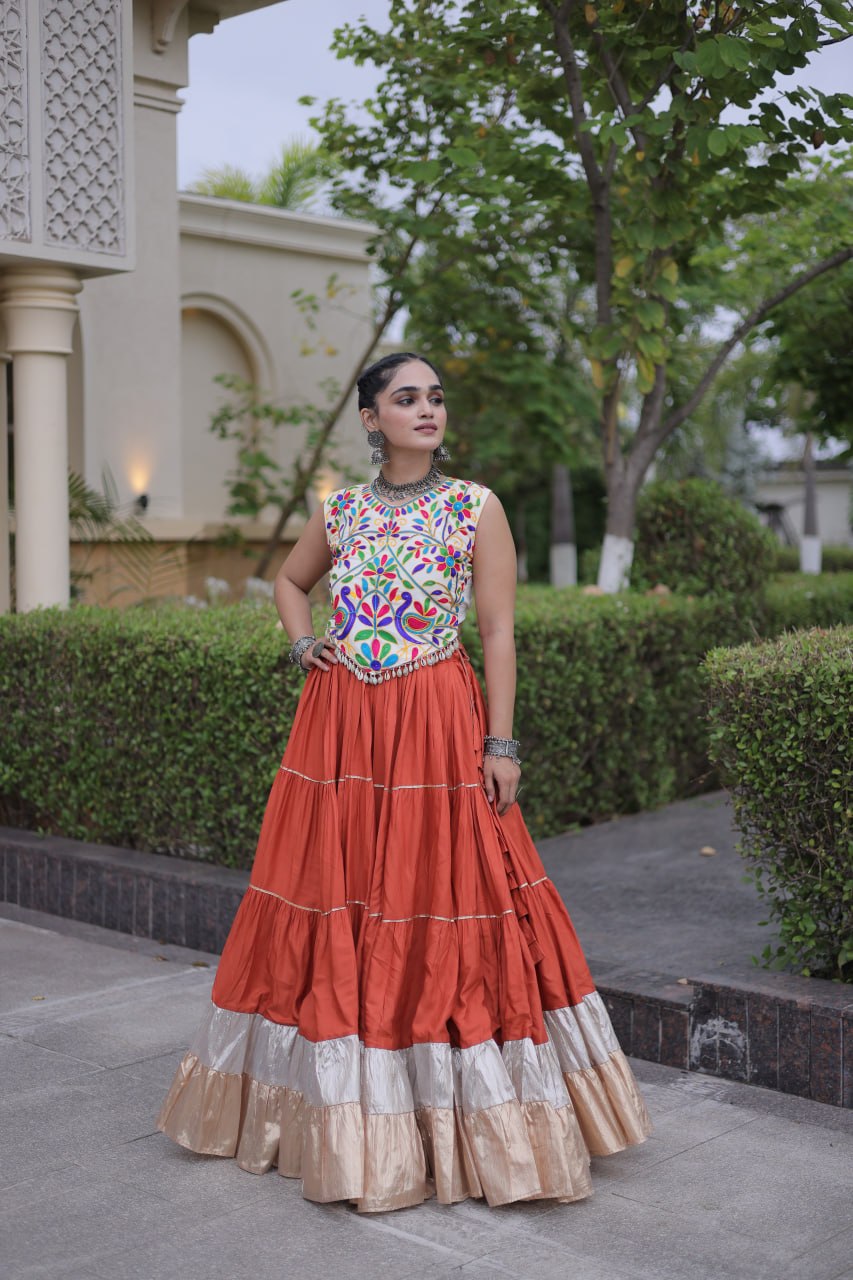 Rayon Kutchi Work Lehenga Choli