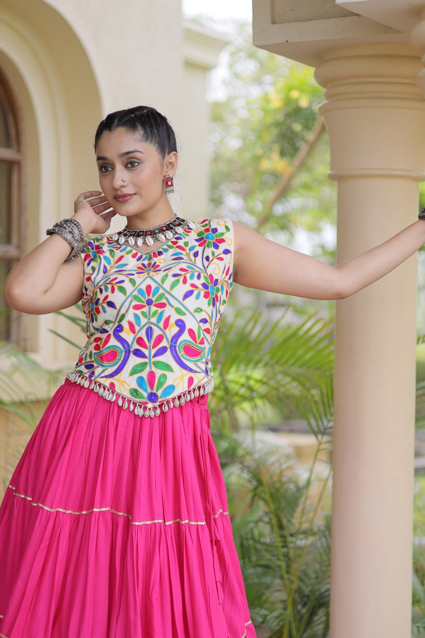 Rayon Kutchi Work Lehenga Choli
