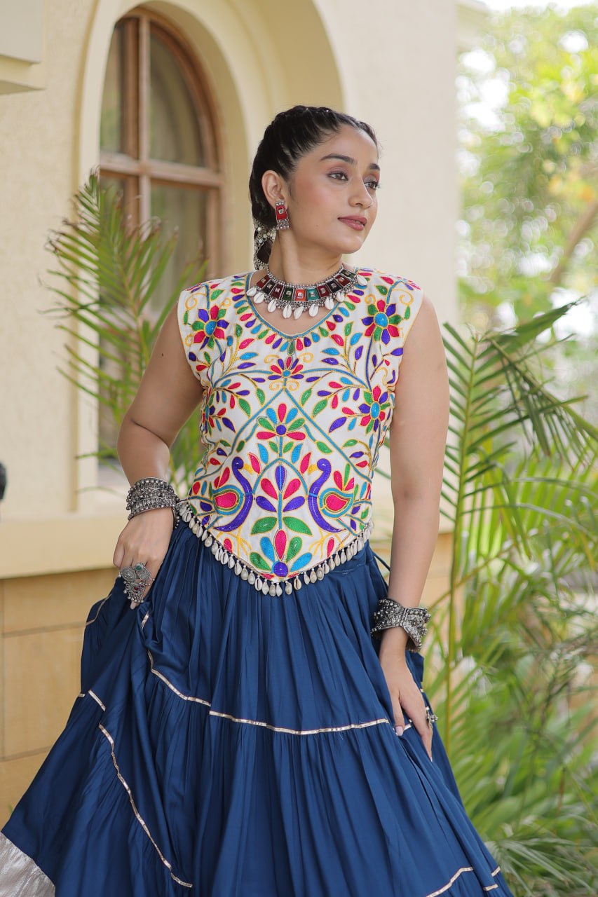 Rayon Kutchi Work Lehenga Choli