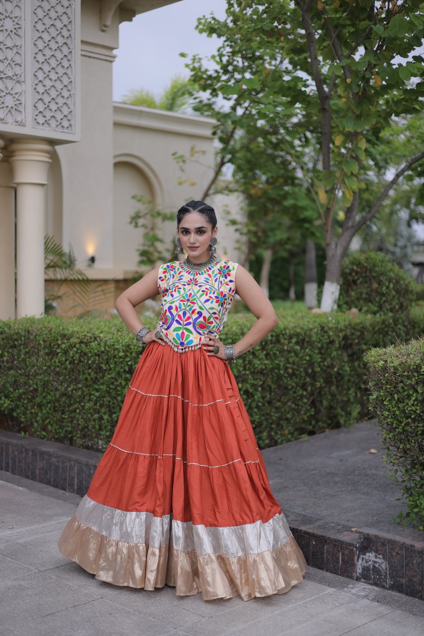 Rayon Kutchi Work Lehenga Choli