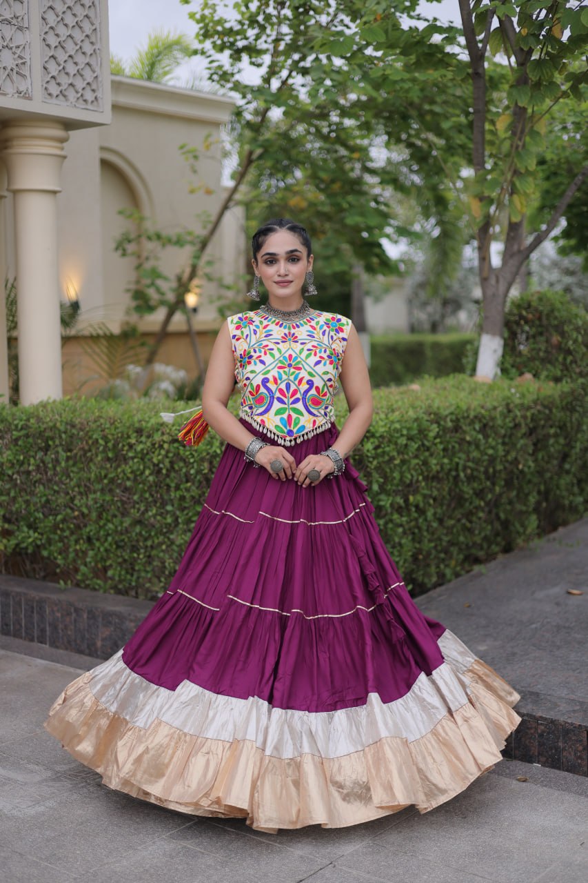 Rayon Kutchi Work Lehenga Choli