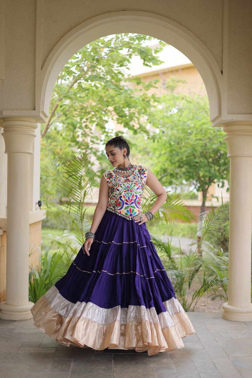Rayon Kutchi Work Lehenga Choli