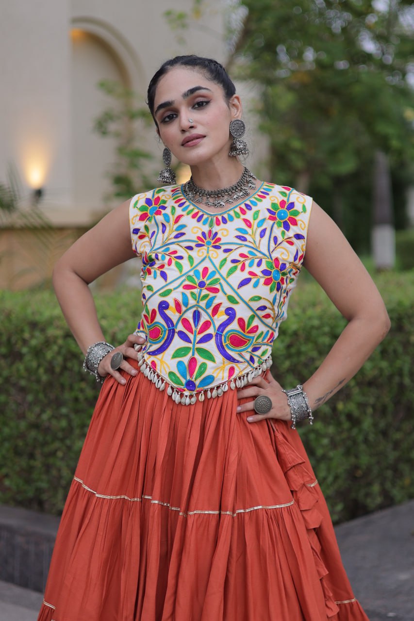 Rayon Kutchi Work Lehenga Choli