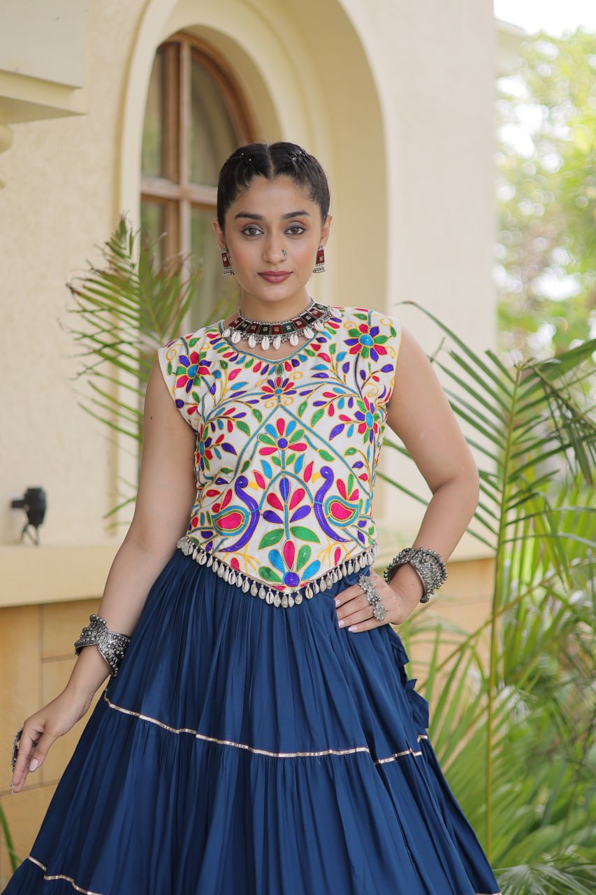 Rayon Kutchi Work Lehenga Choli