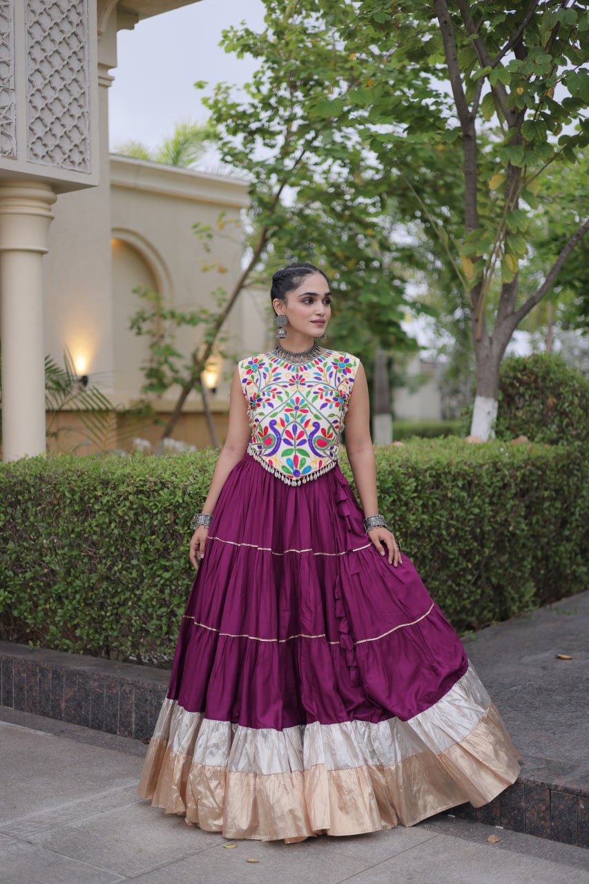 Rayon Kutchi Work Lehenga Choli