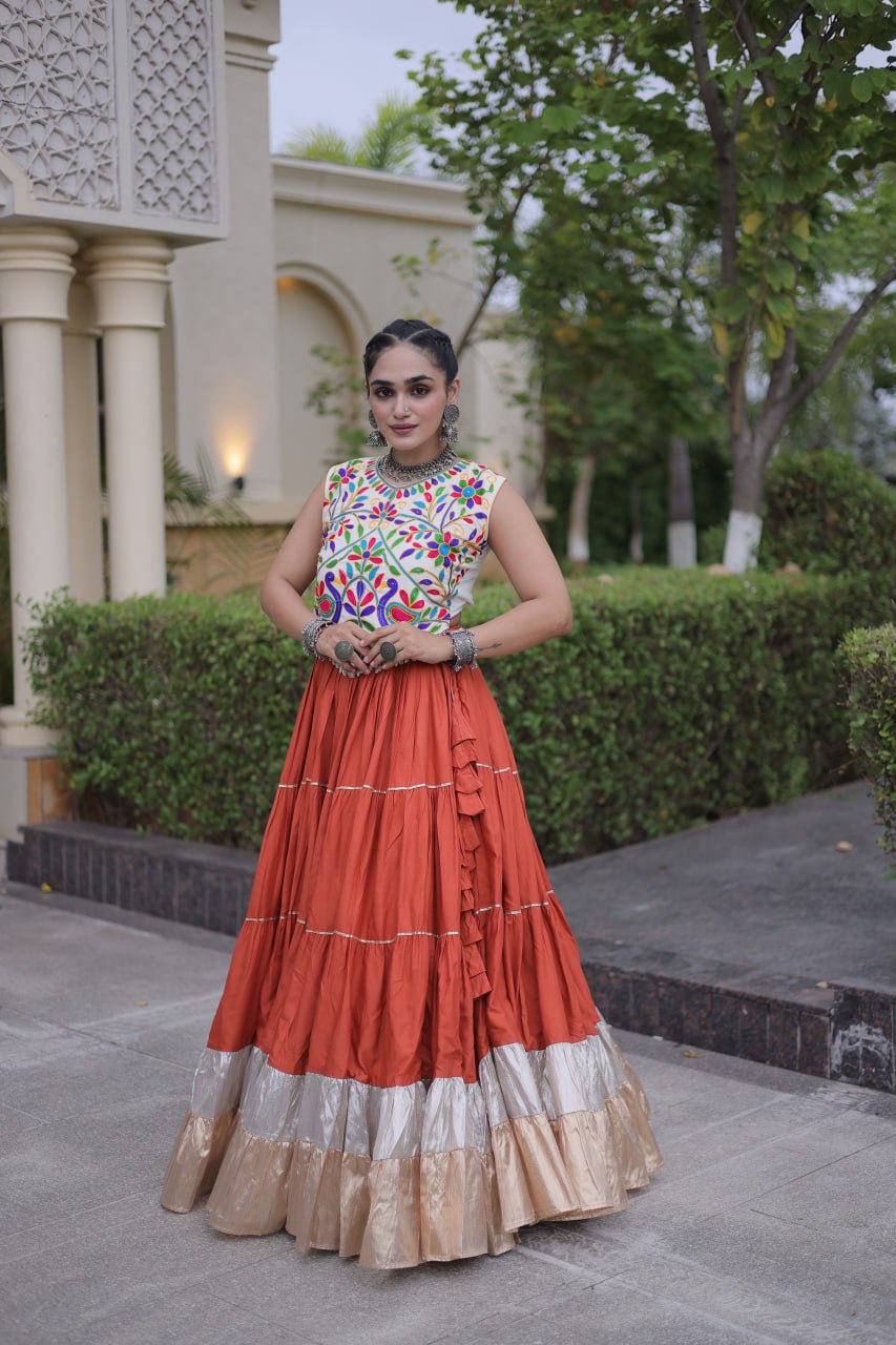 Rayon Kutchi Work Lehenga Choli