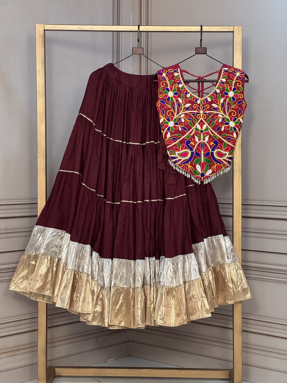Rayon Kutchi Work Lehenga Choli