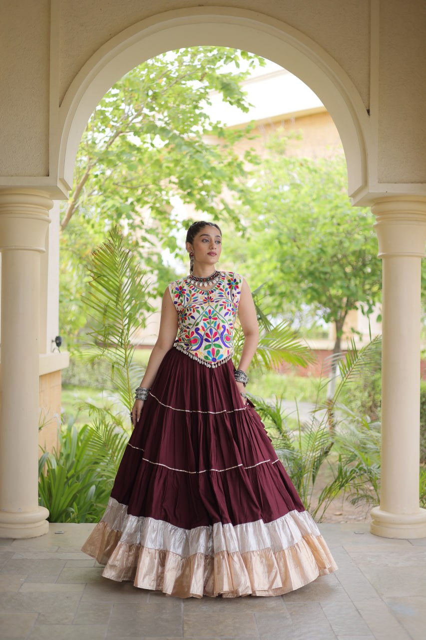 Rayon Kutchi Work Lehenga Choli