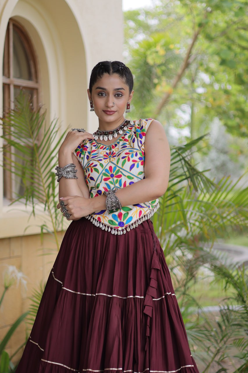 Rayon Kutchi Work Lehenga Choli
