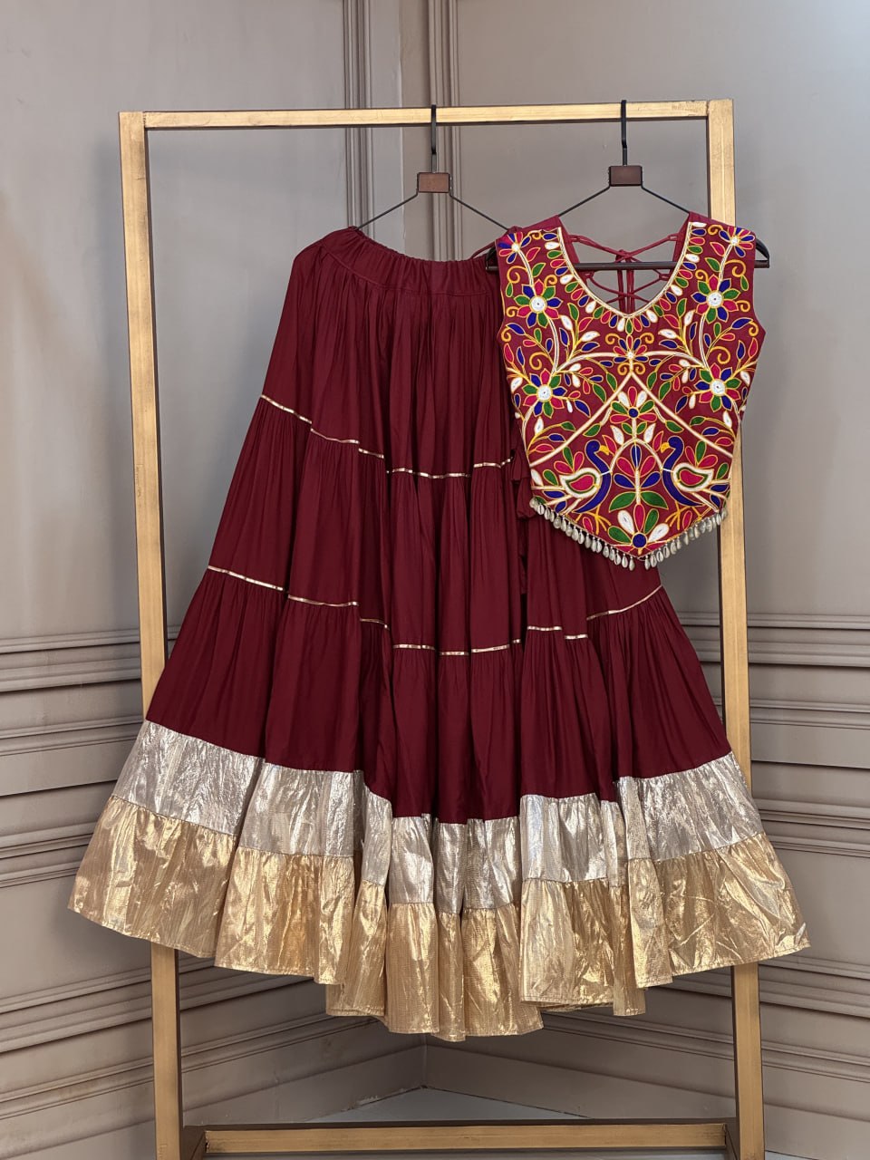 Rayon Kutchi Work Lehenga Choli