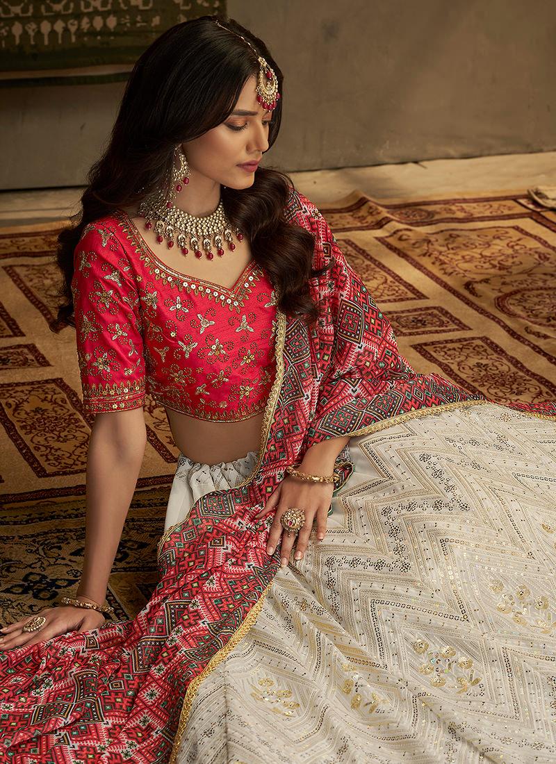 Red And White Indian Wedding Lehenga