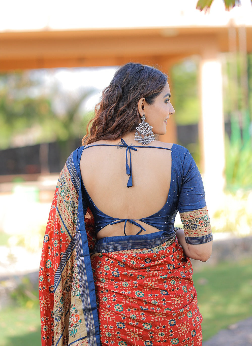 Red Color Foil Printed And Stone Work Dola Silk Saree