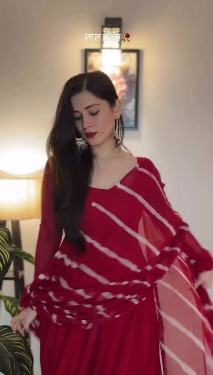 Red Elegant Anarkali Gown Set